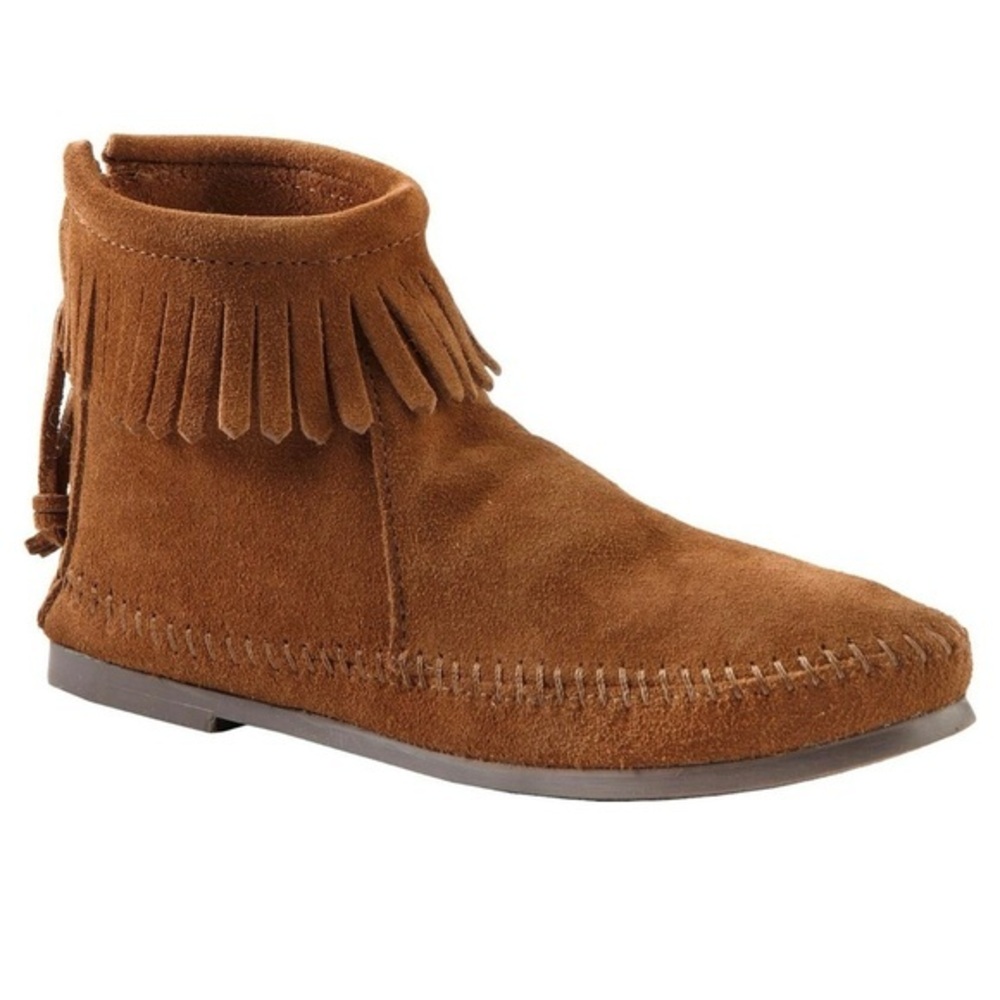 Women’s Minnetonka Suede Back Zipper Moccasin Boots NWOT Size 4